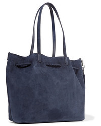 Loeffler Randall Horse Hair Trimmed Suede Tote Midnight Blue