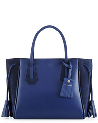 Longchamp Pnlope Small Leather Suede Tote Bag Blue