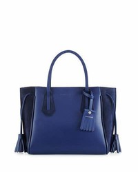 Longchamp Pnlope Small Leather Suede Tote Bag Blue