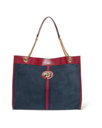 Gucci Rajah Large Patent Med Suede Tote