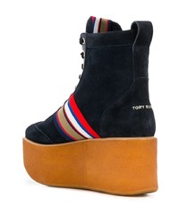 Tory Burch Striped Suede Platform Boots