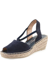 Andre Assous Dainty Suede Wedge Sandal Navy