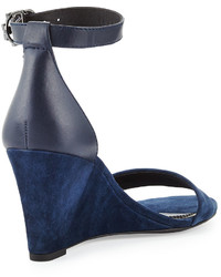 Tory Burch Thames Suede Wedge Sandal Bright Navy