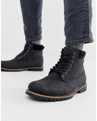 New Look Worker Boots With Borg Lining In Black