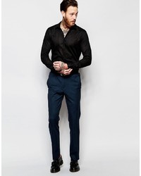 Asos Brand Slim Suit Pants With Tipping In Deep Teal