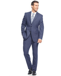 Perry Ellis Blue Sharkskin Slim Fit Suit