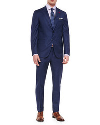 Isaia Box Check Two Piece Suit Blue