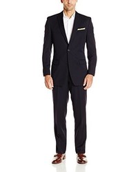 Calvin Klein Solid 2 Button Side Vent Peak Lapel Slim Fit Suit