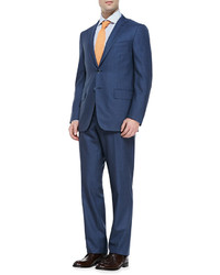 Isaia Check Two Button Suit Bluegray