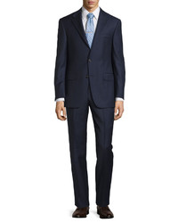 Hickey Freeman Classic Fit Solid Wool Two Piece Suit Navy
