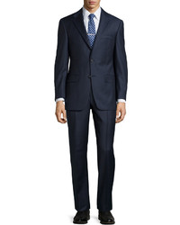 Classic Fit Two Piece Wool Suit Navy