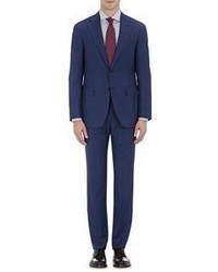 Canali Herringbone Weave Two Button Suit Blue
