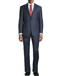 Hickey Freeman Lindsey Solid Two Piece Suit Mid Blue