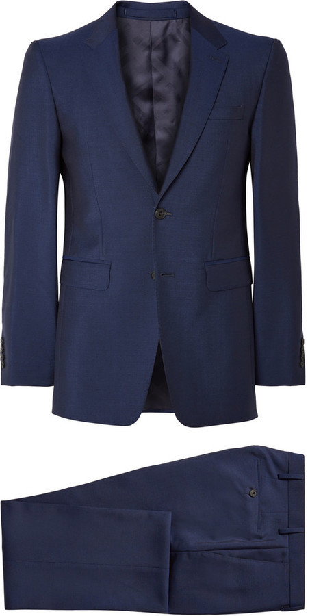 Burberry London Navy Slim Fit Wool And Mohair Blend Suit, $1,395 | MR  PORTER | Lookastic