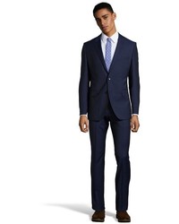 Hugo Boss Medium Grey Super 110s Wool 2 Button James 5 Sharp 7 Suit With Flat Front Pants