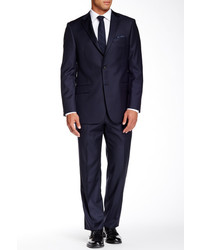 Hickey Freeman Navy Pinstripe Two Button Notch Lapel Wool Suit