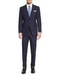 Tom Ford Oconnor Base Plain Weave Sharkskin Two Piece Suit Bright Navy