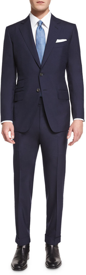 Tom Ford Oconnor Base Plain Weave Sharkskin Two Piece Suit Bright Navy 3950 Neiman Marcus 