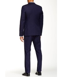 Hugo Boss Ron Ha Navy Sharkskin Two Button Notch Lapel Wool Suit