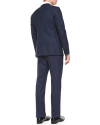 Armani Collezioni S Line Mini Check Two Button Suit Bright Bluenavy