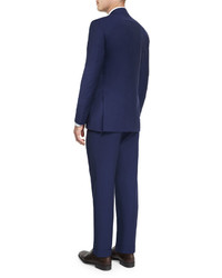 Canali Sienna Contemporary Fit Solid Two Piece Travel Suit Navy
