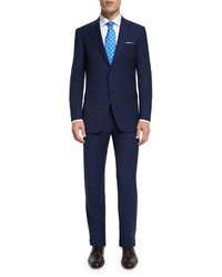 Canali Sienna Contemporary Fit Solid Two Piece Travel Suit Navy