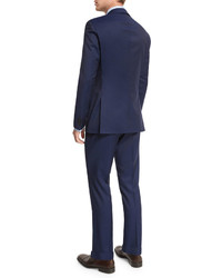 BOSS Solid Two Piece Wool Travel Suit Navy