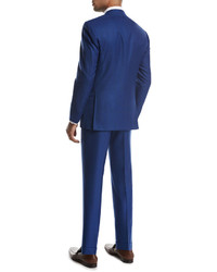 Kiton Textured Solid Two Piece Suit High Blue