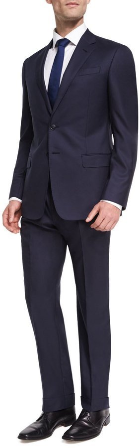 Giorgio Armani Two Button Soft Basic Suit Navy, $2,895 | Neiman Marcus |  Lookastic