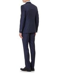 Z Zegna Worsted Drop 8 Two Button Suit Blue