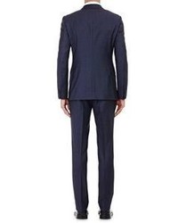 Z Zegna Worsted Drop 8 Two Button Suit Blue