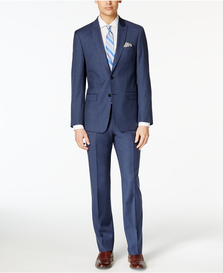 Calvin Klein X Fit Navy Solid Extra Slim Fit Suit, $650 | Macy's | Lookastic