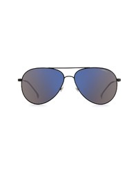 Carrera Eyewear 58mm Aviator Sunglasses In Matte Black Grey Blue Mirror At Nordstrom