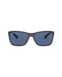 Ray-Ban 61mm Square Sunglasses In Matte Blackblue Solid At Nordstrom
