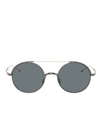 Thom Browne Black And Gold Round Tbs910 Sunglasses