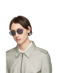 Ann Demeulemeester Black And Grey Linda Farrow Edition Square Sunglasses