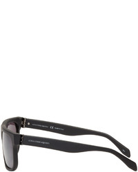 Alexander McQueen Black Matte Square Sunglasses