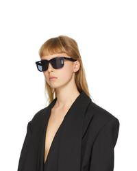 Bottega Veneta Black Rectangular Angular Sunglasses