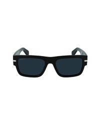 Salvatore Ferragamo Classic Logo 54mm Rectangular Sunglasses In Black At Nordstrom