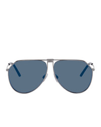Dolce and Gabbana Gunmetal And Blue Slim Aviator Sunglasses