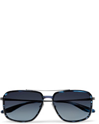 Barton Perreira Magnate Aviator Style Acetate And Pewter Tone Sunglasses
