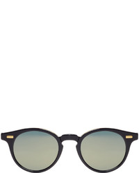 Thom Browne Navy Gold Round Folding Sunglasses