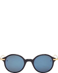 Thom Browne Navy Gold Round Sunglasses
