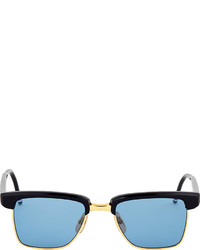 Thom Browne Navy Shiny 18k Gold Horn Rim Sunglasses