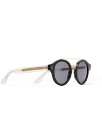 CUTLER AND GROSS Round Frame Gold Tone And Acetate Sunglasses