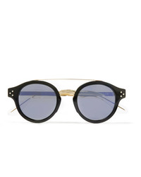 CUTLER AND GROSS Round Frame Gold Tone And Acetate Sunglasses