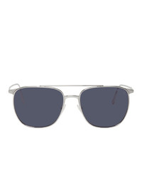 Tom Ford Silver Tone And Blue Kip Sunglasses