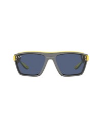 Ray-Ban X Ferrari 64mm Rectangular Sunglasses In Rubber Yellowdark Blue At Nordstrom