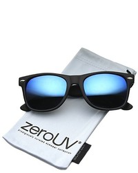 ZeroUV Flat Matte Reflective Revo Color Lens Large Horn Rimmed Style Sunglasses Uv400