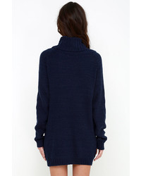 Foggiest Idea Navy Blue Sweater Dress